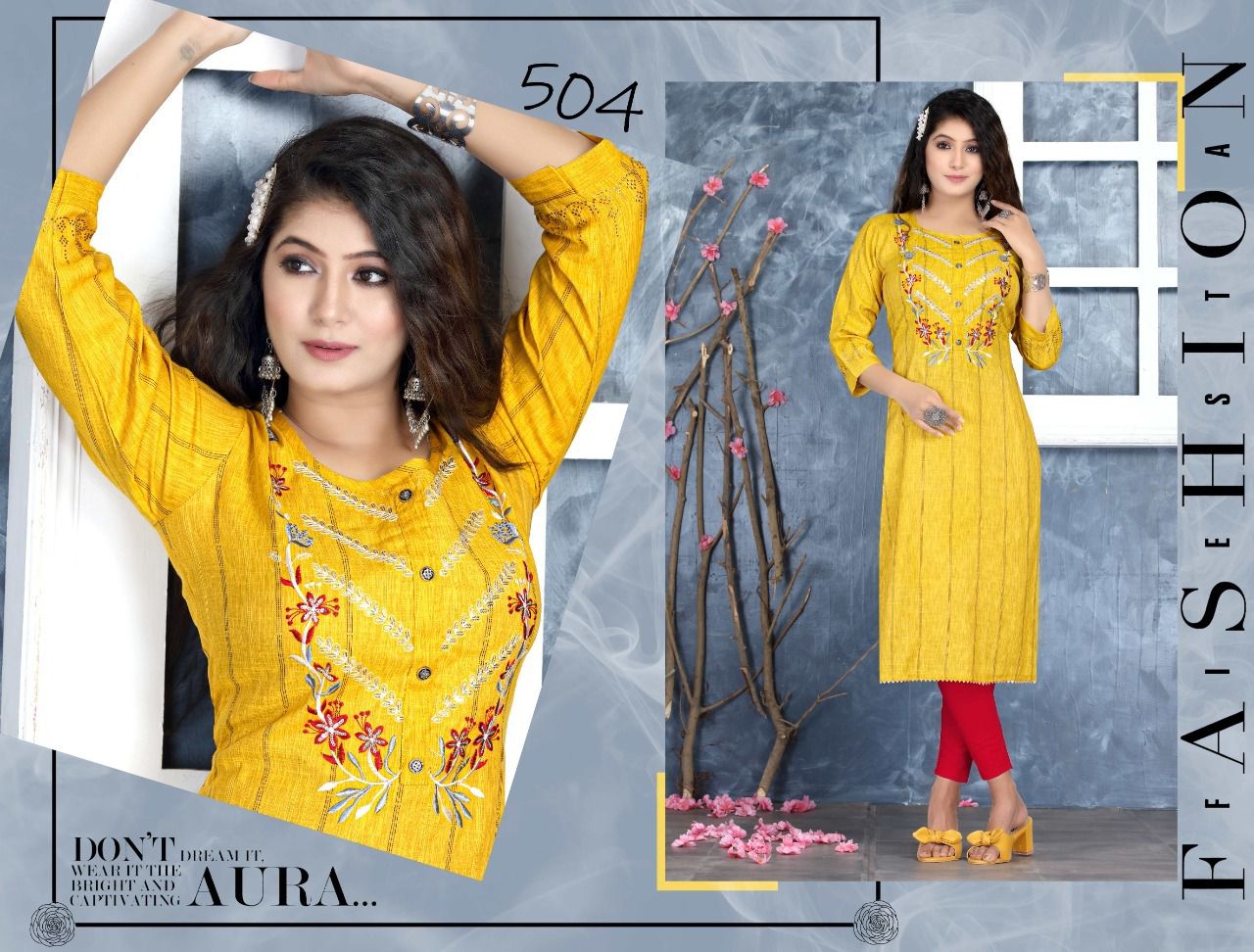 Jazzy 501 Designer Heavy Ethnic Wear Rayon Straight Kurti Collection